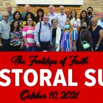 Group photo with SWD Pastoral Support text, October 10, 2021. Diverse community gathering inside a room.