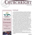 Churchright newsletter cover - August-September 2023 issue with gratitude message and event details for November 4, 2023.