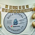 Roca Eterna Church celebrates 13th anniversary with balloons and banner in Escondido, CA.